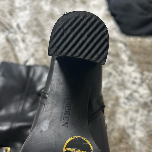 Ralph Lauren Black Leather Heeled Boots - Picture 5 of 6